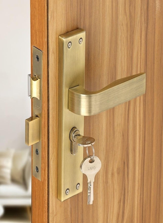 LAPO Heavy Duty Front Door Lock, Main Door Handle Set with Keys 60mm Cylinder, 45x50mm Lockbody - Ideal for Home, Bedroom, Office, Hotel (Antique Finish, 3 Years Warranty) CY-289 - Image 1